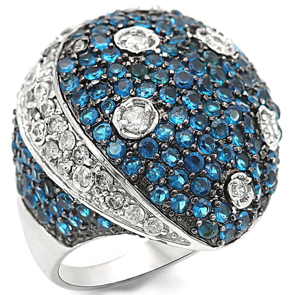 Rhodium + Ruthenium Brass Ring with Synthetic Spinel in Montana