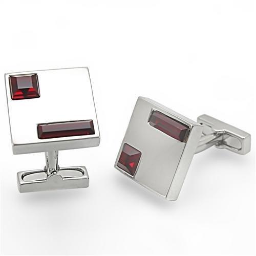Rhodium Brass Cufflink with Top Grade Crystal in Siam