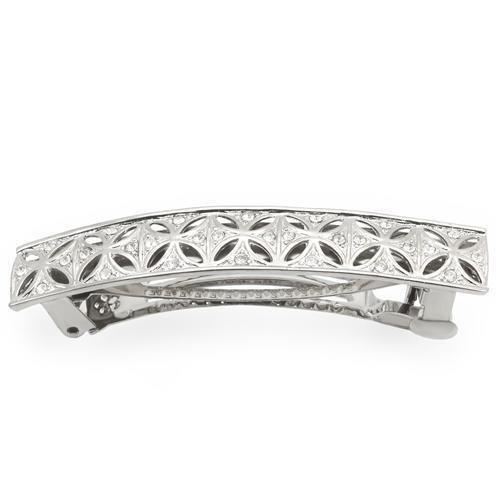 Rhodium White Metal Tiaras & Hair Clip with Top Grade Crystal in Clear