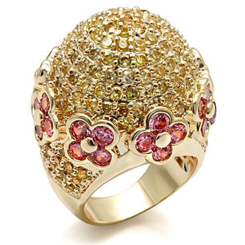 Imitation Gold Brass Ring with AAA Grade CZ in Rose
