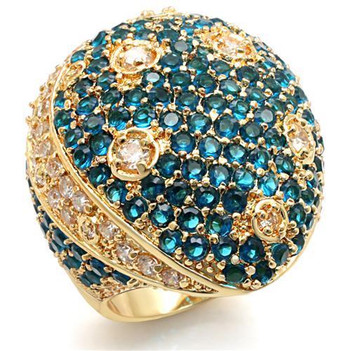 Imitation Gold Brass Ring with Synthetic Synthetic Glass in Montana