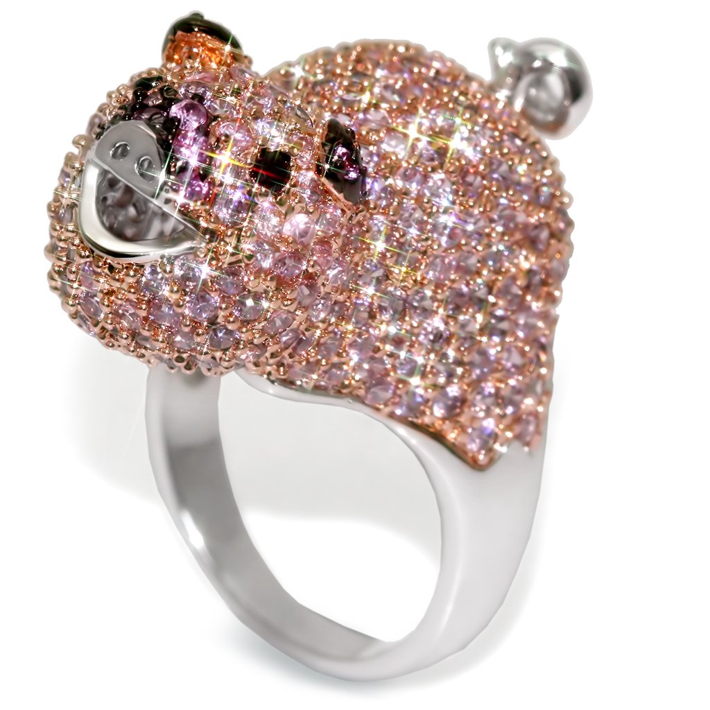 Rhodium + Ruthenium + Rose Gold Brass Ring with AAA Grade CZ in Multi Color