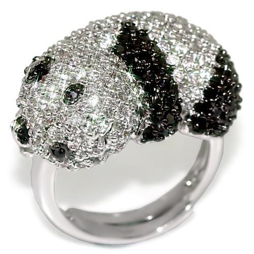 Rhodium + Ruthenium Brass Ring with AAA Grade CZ in Black Diamond