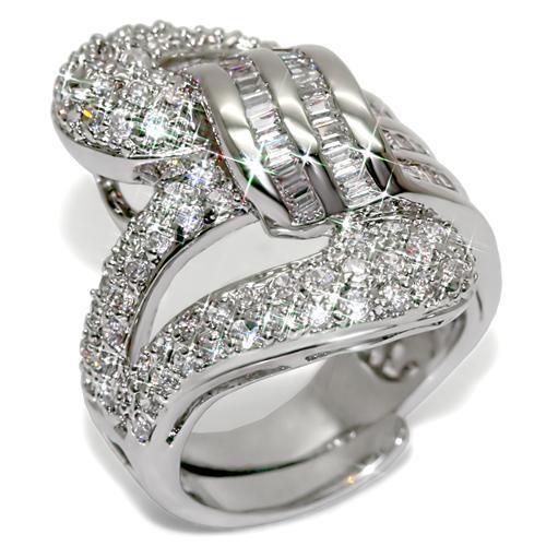 Rhodium Brass Ring with AAA Grade CZ in Clear