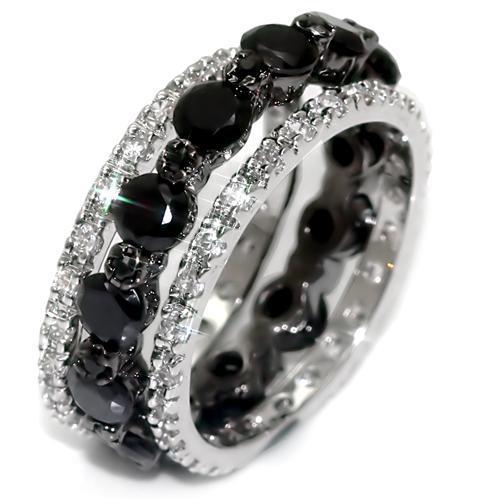 Rhodium + Ruthenium Brass Ring with AAA Grade CZ in Black Diamond