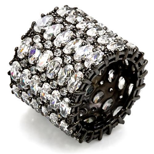 Ruthenium Brass Ring with AAA Grade CZ in Clear
