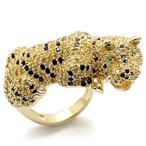 Imitation Gold Brass Ring with Synthetic Synthetic Glass in Emerald
