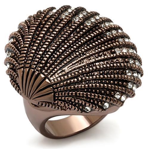 Chocolate Gold Brass Ring with Top Grade Crystal in Clear