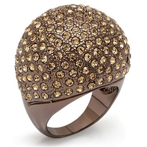 Chocolate Gold Brass Ring with Top Grade Crystal in Citrine Yellow