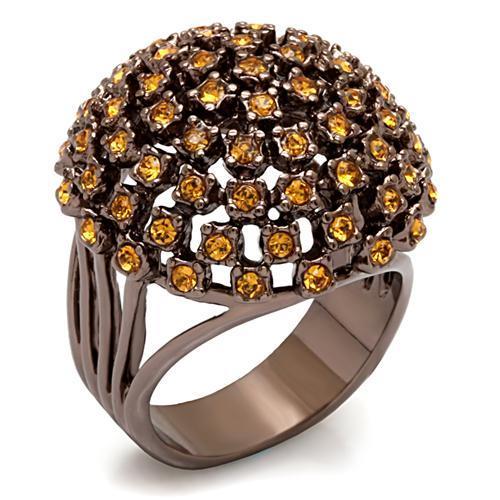Chocolate Gold Brass Ring with Top Grade Crystal in Topaz