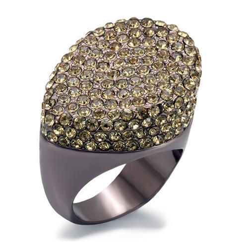 Chocolate Gold Brass Ring with Top Grade Crystal in Citrine Yellow