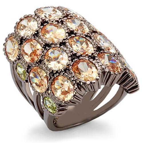 Chocolate Gold Brass Ring with AAA Grade CZ in Multi Color