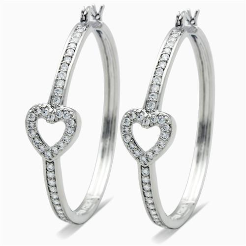 Rhodium Brass Earrings with AAA Grade CZ in Clear