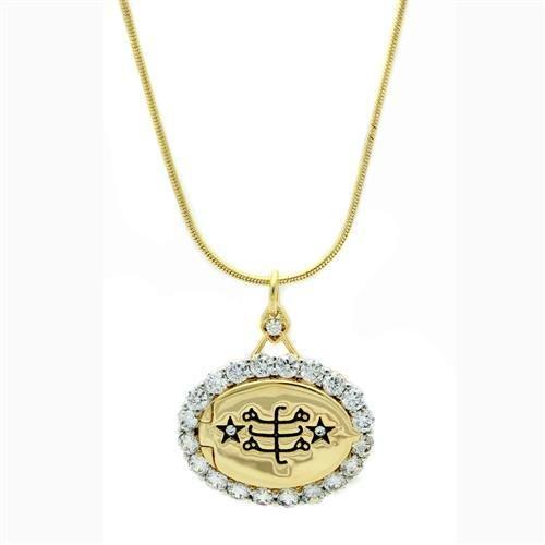 Gold+Rhodium Brass Chain Pendant with AAA Grade CZ in Clear