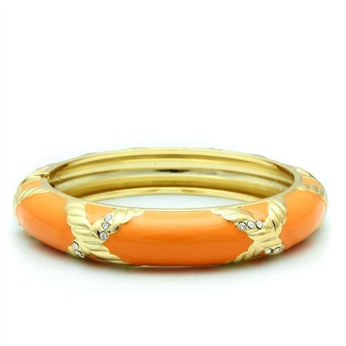 Gold White Metal Bangle with Top Grade Crystal in Clear