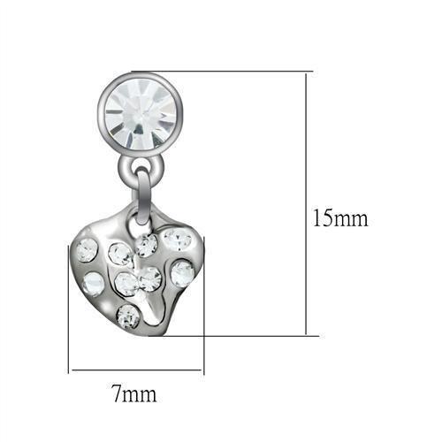 Rhodium White Metal Earrings with Top Grade Crystal in Clear