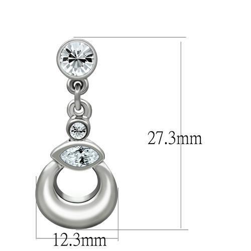 Rhodium White Metal Earrings with Top Grade Crystal in Clear