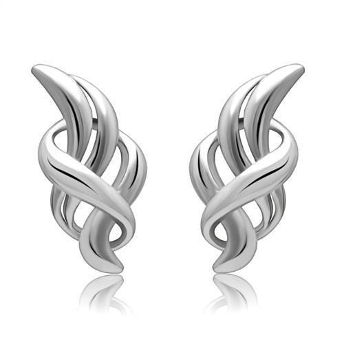 Rhodium White Metal Earrings with No Stone