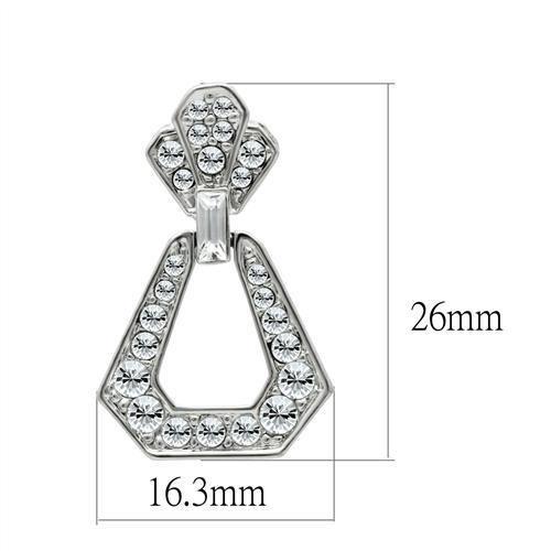 Rhodium White Metal Earrings with Top Grade Crystal in Clear