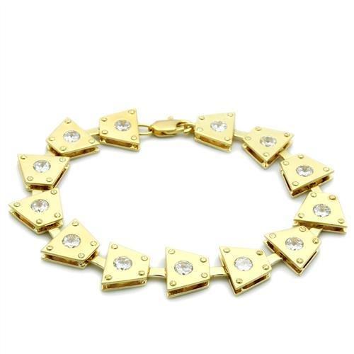Matte Gold & Gold Brass Bracelet with AAA Grade CZ in Clear
