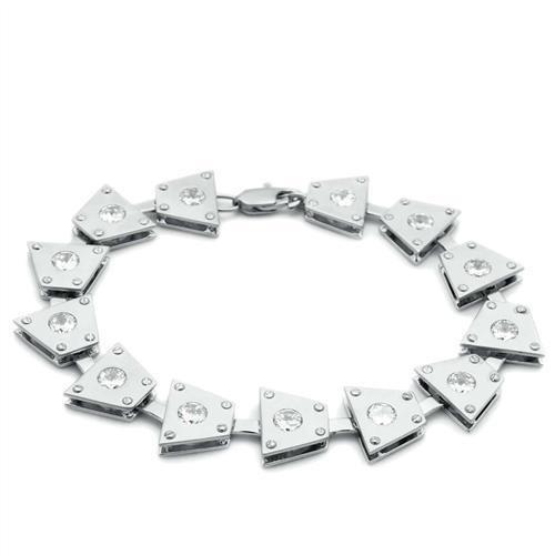 Matte Rhodium & Rhodium Brass Bracelet with AAA Grade CZ in Clear