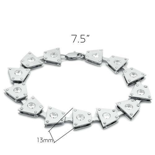 Matte Rhodium & Rhodium Brass Bracelet with AAA Grade CZ in Clear