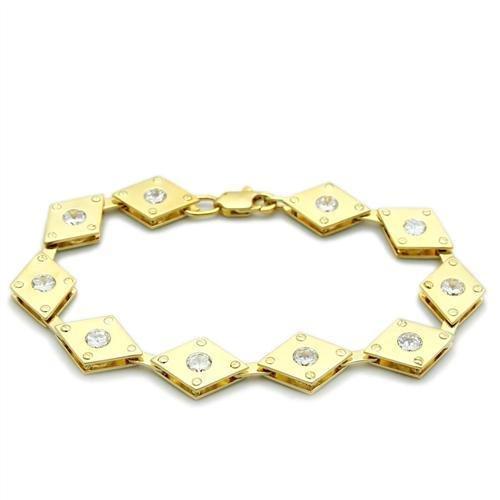 Matte Gold & Gold Brass Bracelet with AAA Grade CZ in Clear