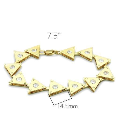 Matte Gold & Gold Brass Bracelet with AAA Grade CZ in Clear