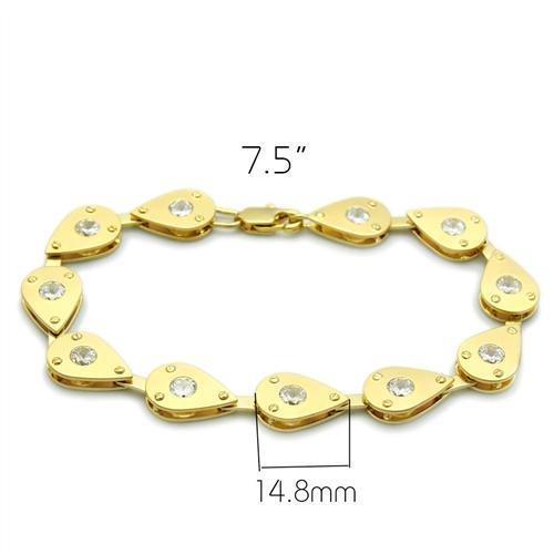 Matte Gold & Gold Brass Bracelet with AAA Grade CZ in Clear