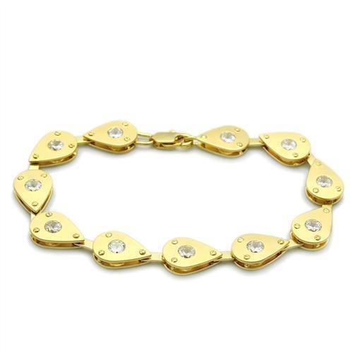 Matte Gold & Gold Brass Bracelet with AAA Grade CZ in Clear