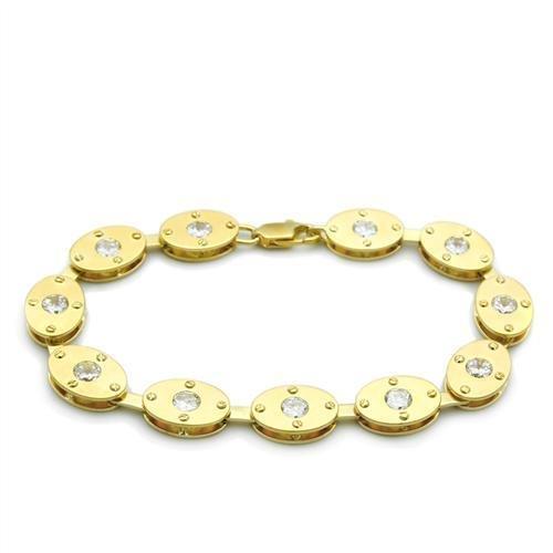 Matte Gold & Gold Brass Bracelet with AAA Grade CZ in Clear