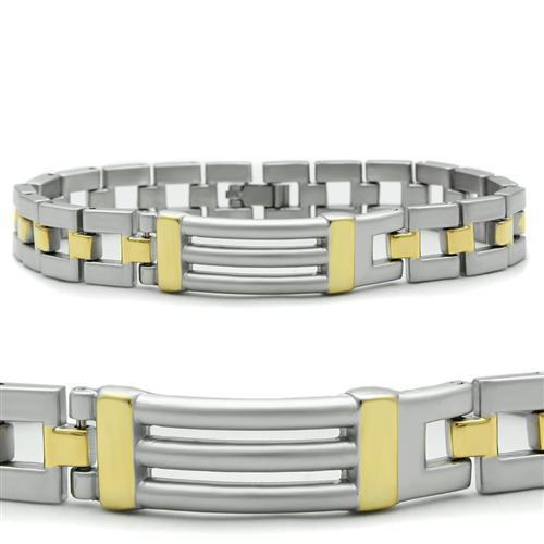 Matte Rhodium & Gold White Metal Bracelet with No Stone