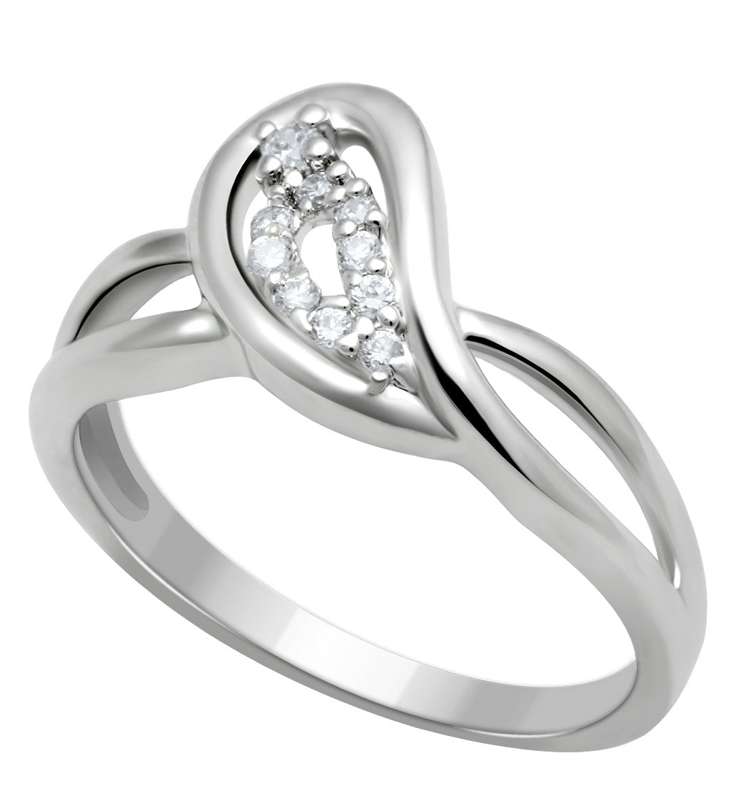 Rhodium Brass Ring with AAA Grade CZ in Clear
