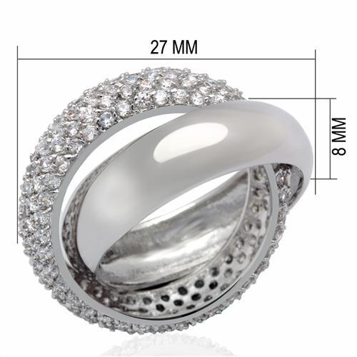 Rhodium Brass Ring with AAA Grade CZ in Clear