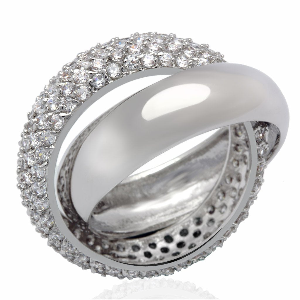 Rhodium Brass Ring with AAA Grade CZ in Clear