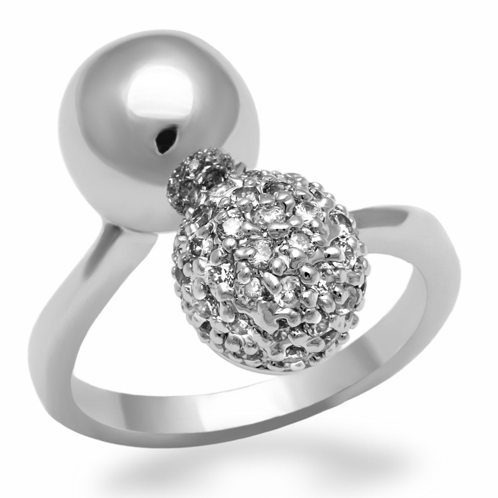 Rhodium Brass Ring with AAA Grade CZ in Clear