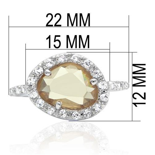 Rhodium Brass Ring with AAA Grade CZ in Champagne