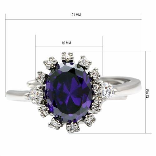 Rhodium Brass Ring with AAA Grade CZ in Amethyst