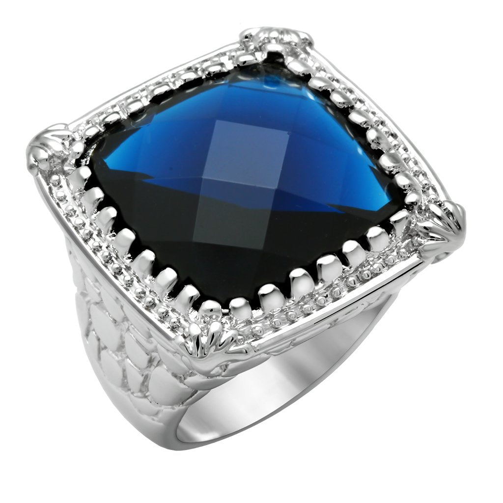 Rhodium Brass Ring with Synthetic Cat Eye in Montana