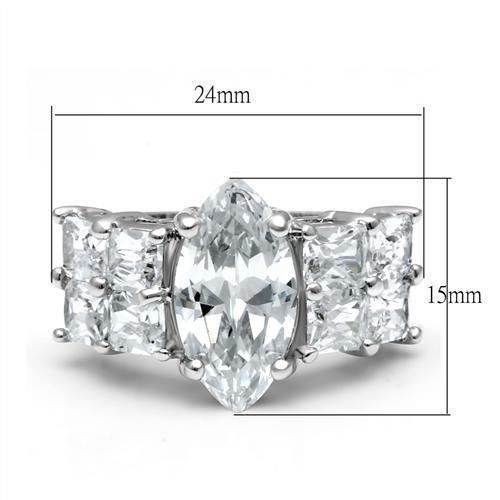 Rhodium Brass Ring with AAA Grade CZ in Clear
