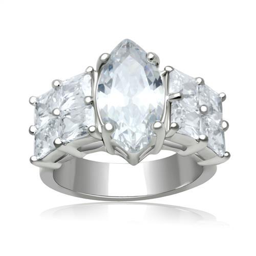 Rhodium Brass Ring with AAA Grade CZ in Clear