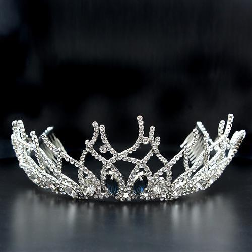 Imitation Rhodium Brass Tiaras & Hair Clip with Top Grade Crystal in Montana