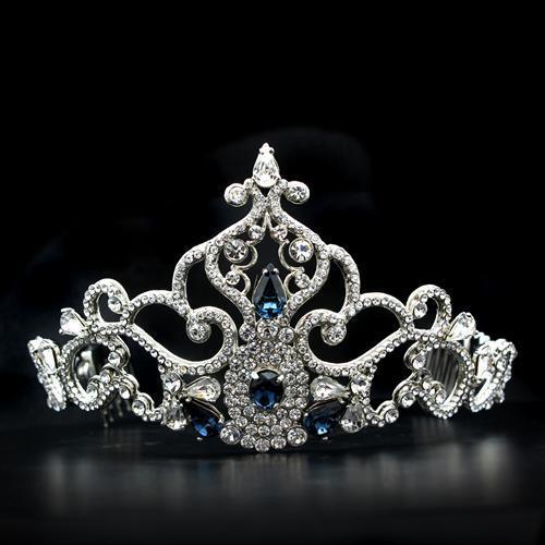 Imitation Rhodium Brass Tiaras & Hair Clip with Top Grade Crystal in Montana
