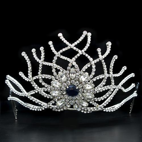 Imitation Rhodium Brass Tiaras & Hair Clip with Top Grade Crystal in Montana