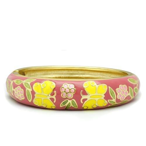 Flash Gold White Metal Bangle with Epoxy in No Stone