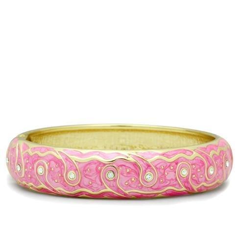 Flash Gold White Metal Bangle with Top Grade Crystal in Clear