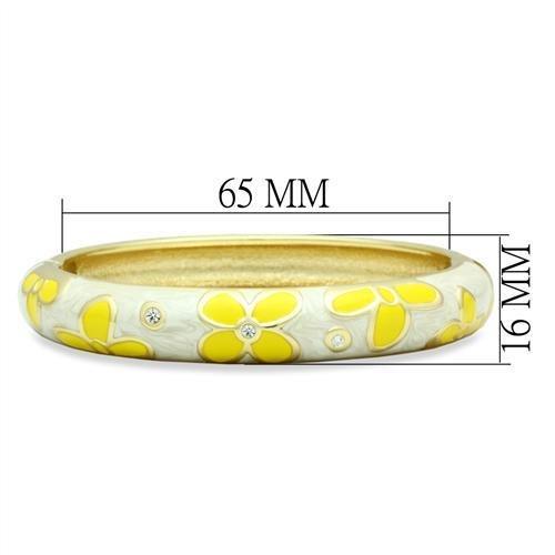 Flash Gold White Metal Bangle with Top Grade Crystal in Clear