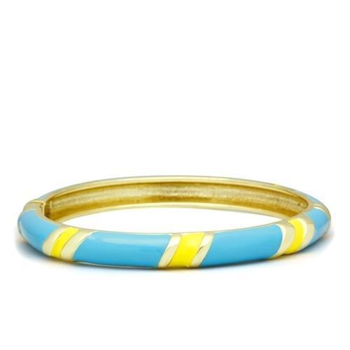 Flash Gold White Metal Bangle with Epoxy in No Stone