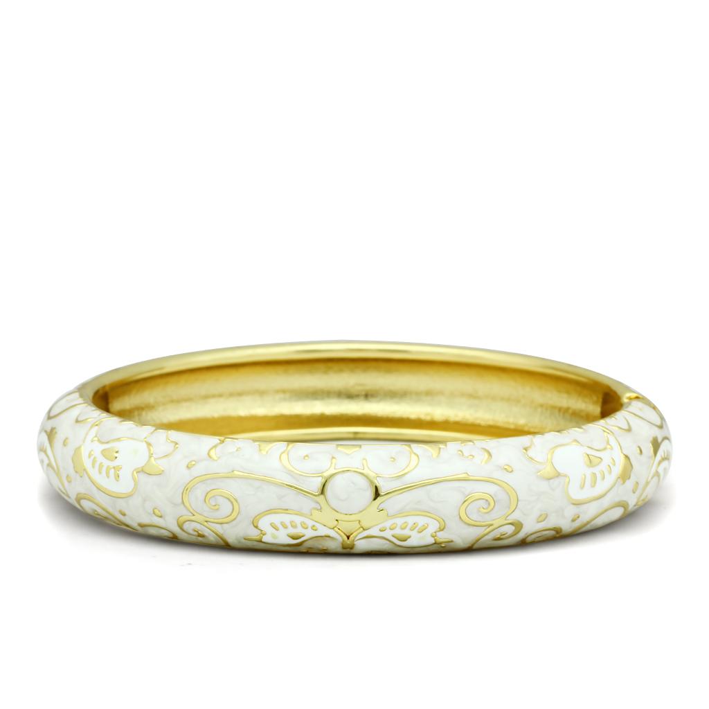 Flash Gold White Metal Bangle with Epoxy in No Stone