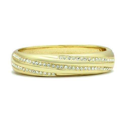 Flash Gold White Metal Bangle with Top Grade Crystal in Clear